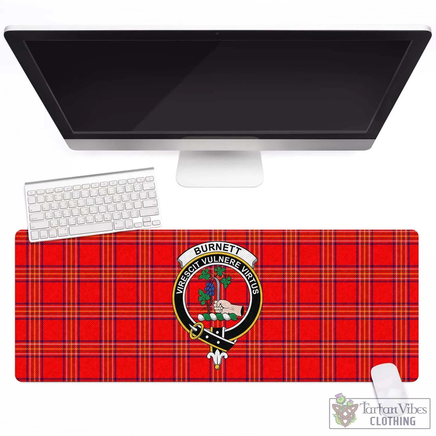 Burnett Modern Tartan Mouse Pad with Family Crest