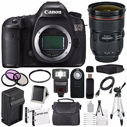 Canon EOS 5DS DSLR Camera (International Model) 0581C002   Canon EF 24-70mm f/2.8L II USM Lens   LP-E6 Battery Bundle