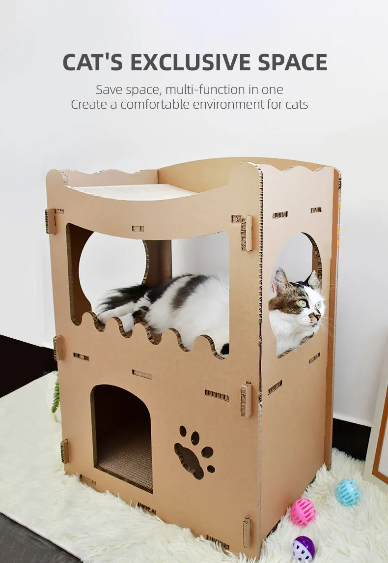 Cardboard Cat Condo Tower with Scratchers by YES4PETS