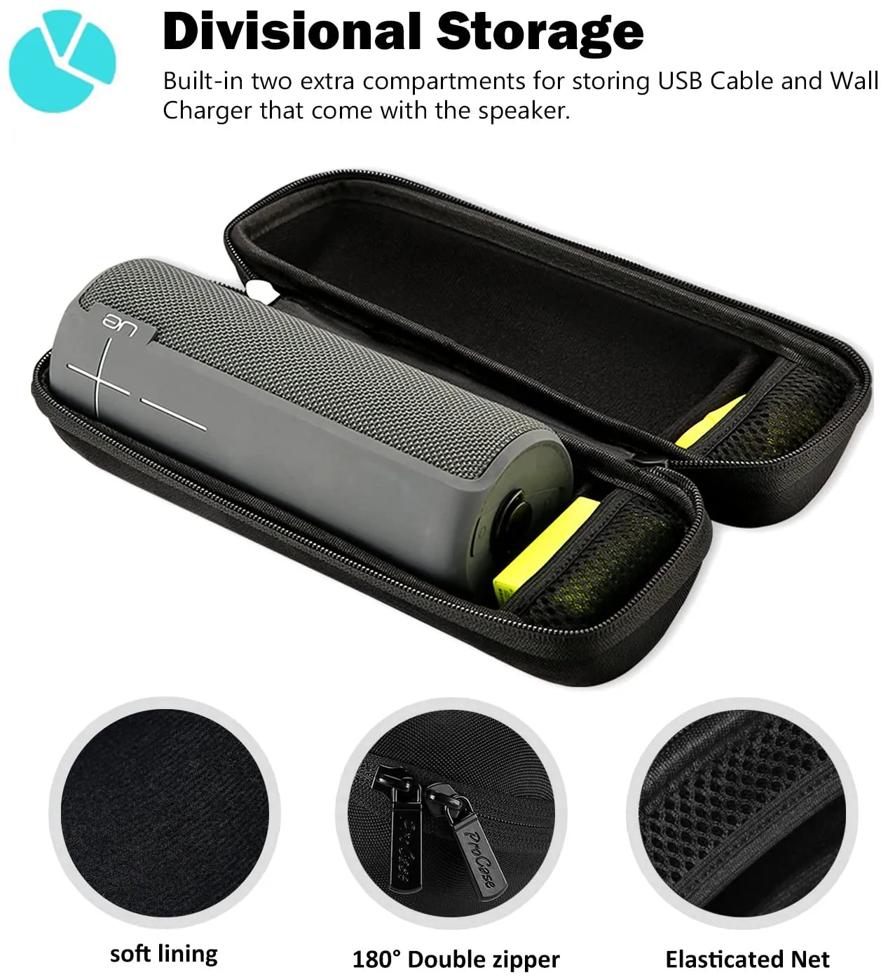 (CASE ONLY) Hard Travel Case for UE BOOM 2 / UE Boom Wireless Portable Speaker | ProCase