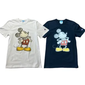 Champion X Disney Mickey Mouse Sketch Logo Crew Neck Tee T-Shirt