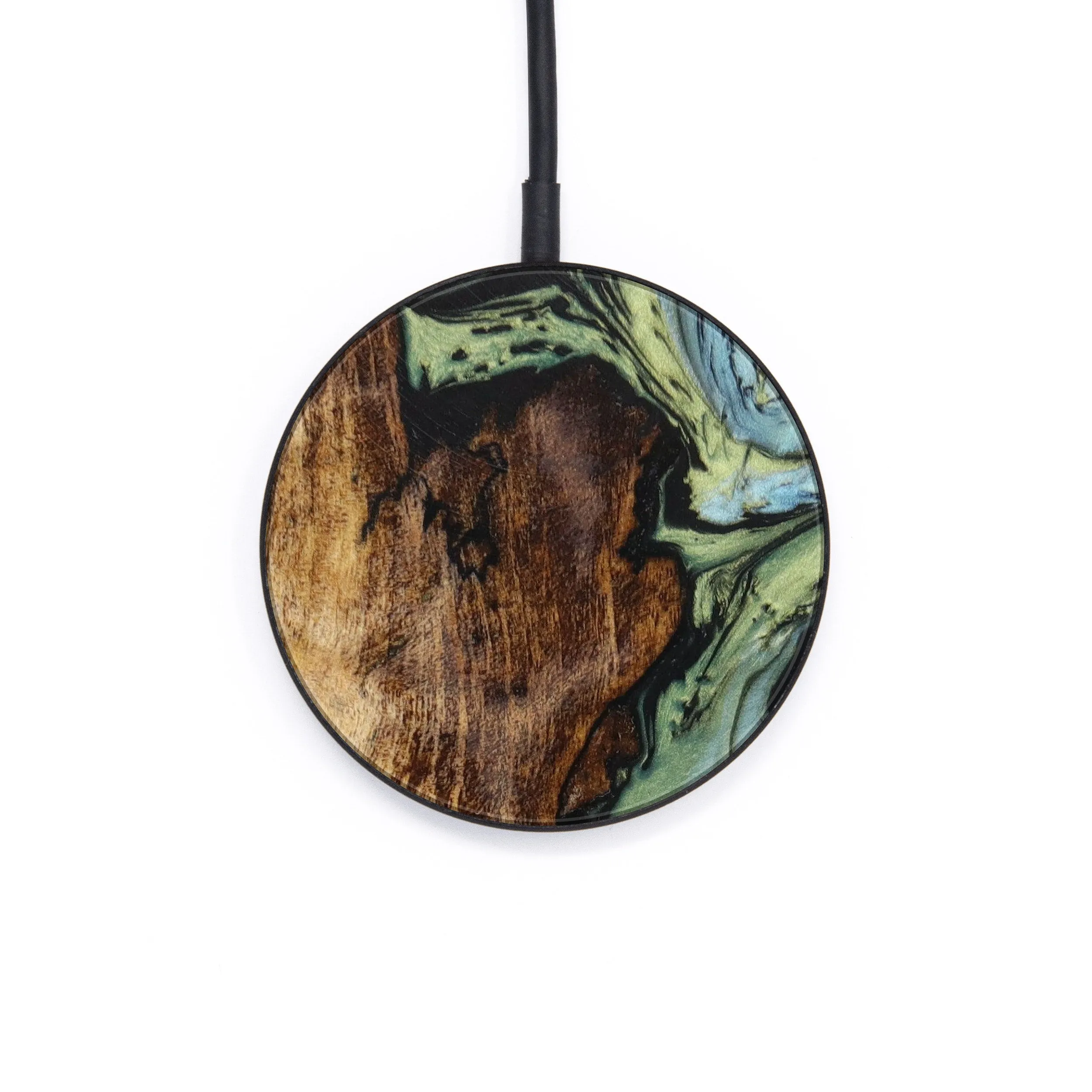 Circle Wood Resin Wireless Charger - Astrid (Dark Green, 607679)