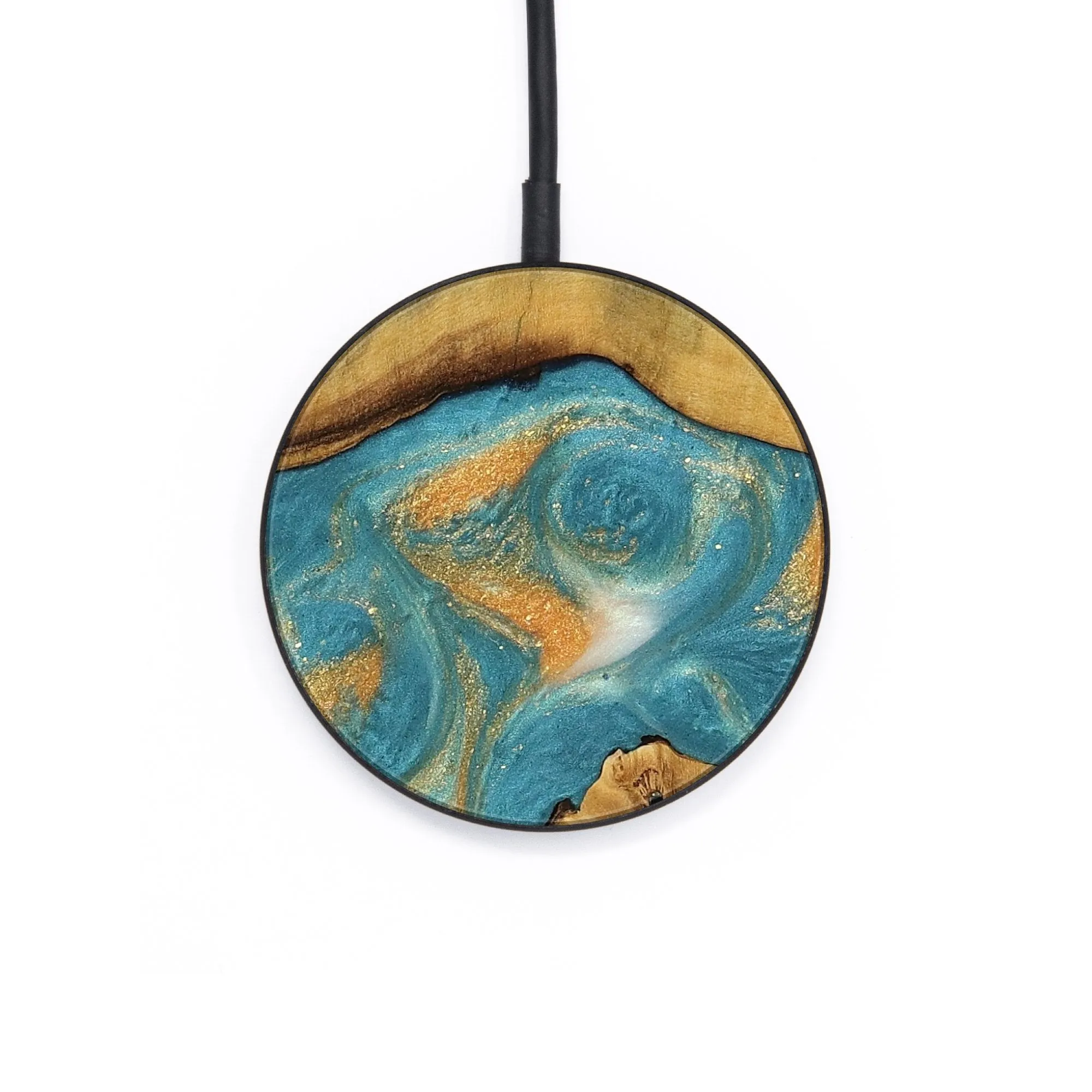 Circle Wood Wireless Charger - Javad (Teal & Gold, 735930)