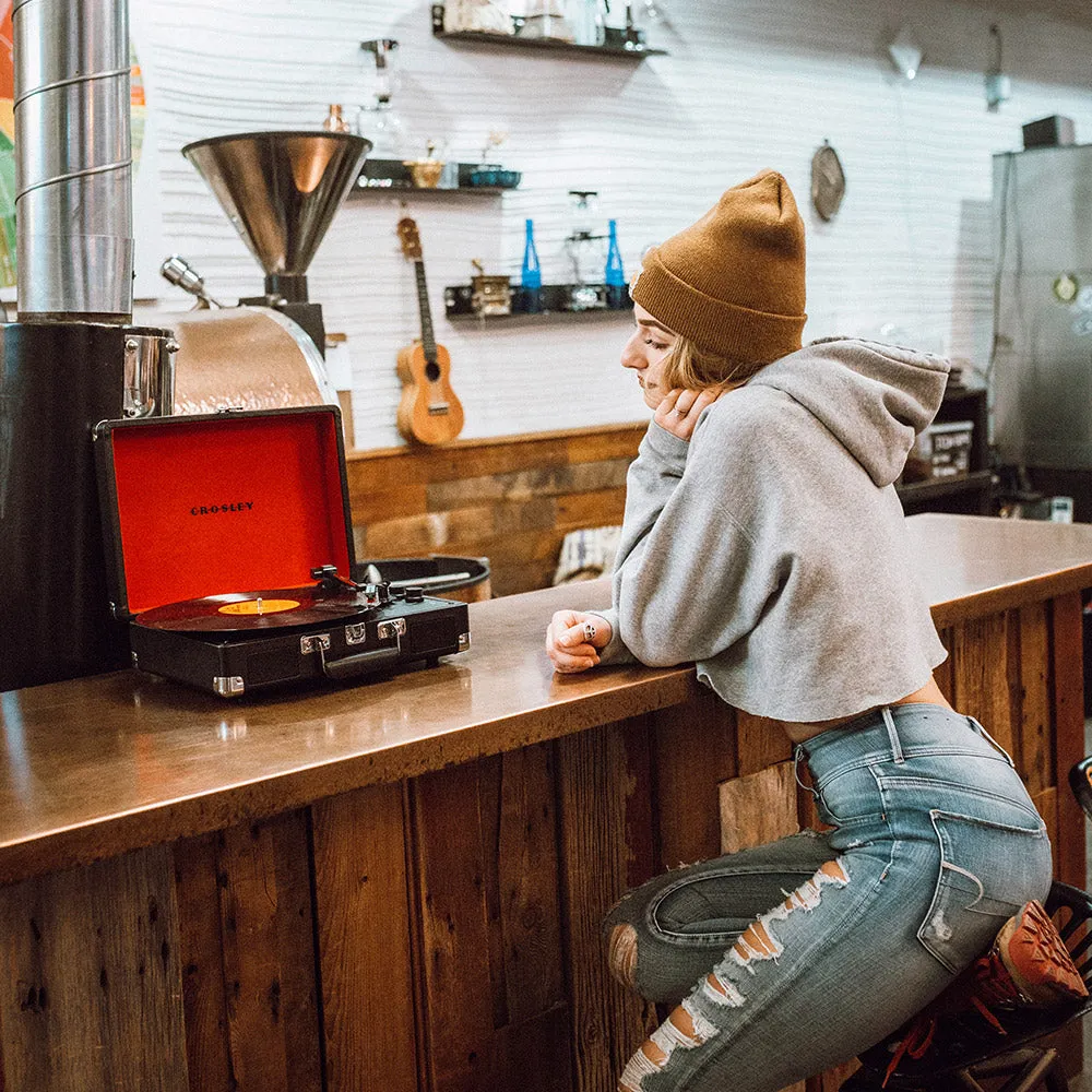 Crosley Cruiser Bluetooth Portable Turntable - Black   Bundled Crosley Record Storage Display Stand