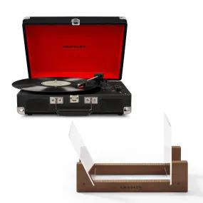 Crosley Cruiser Bluetooth Portable Turntable - Black   Bundled Crosley Record Storage Display Stand