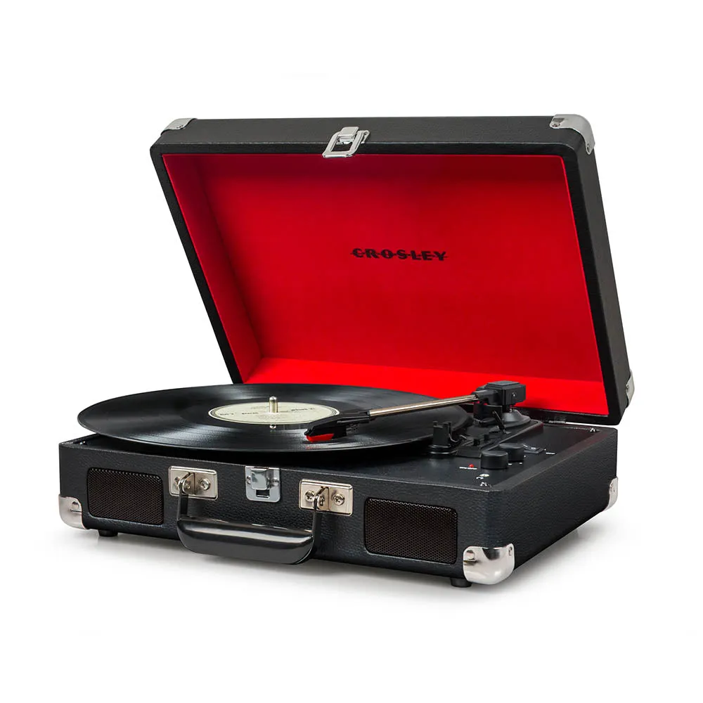 Crosley Cruiser Bluetooth Portable Turntable - Black   Bundled Crosley Record Storage Display Stand