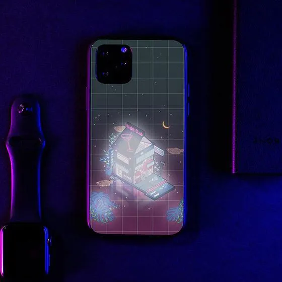 Cyberpunk Peach Drink LED Case for iPhone