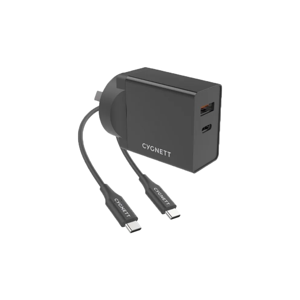 Cygnett 18W PD AC Charger   USB-C to USB-C 1.5M - Black