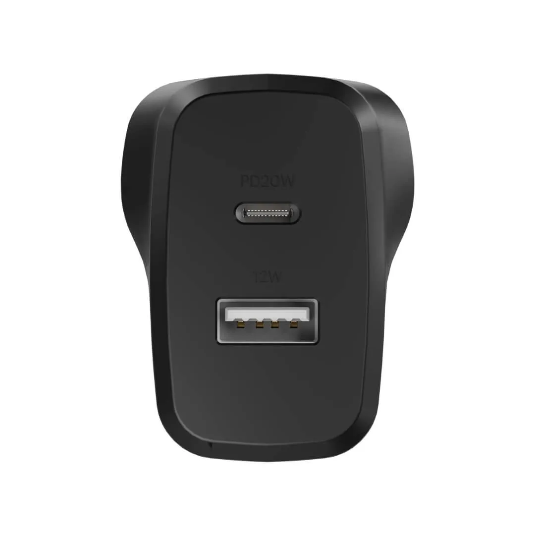 Cygnett PowerPlus 32W USB-C Dual Port Wall Charger - Black