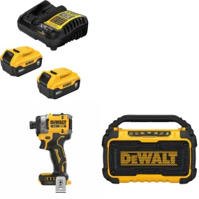 DeWalt DCB205-2C 20V Starter Kit W/ DCF860B 20V Impact Driver & 12V/20V Speaker