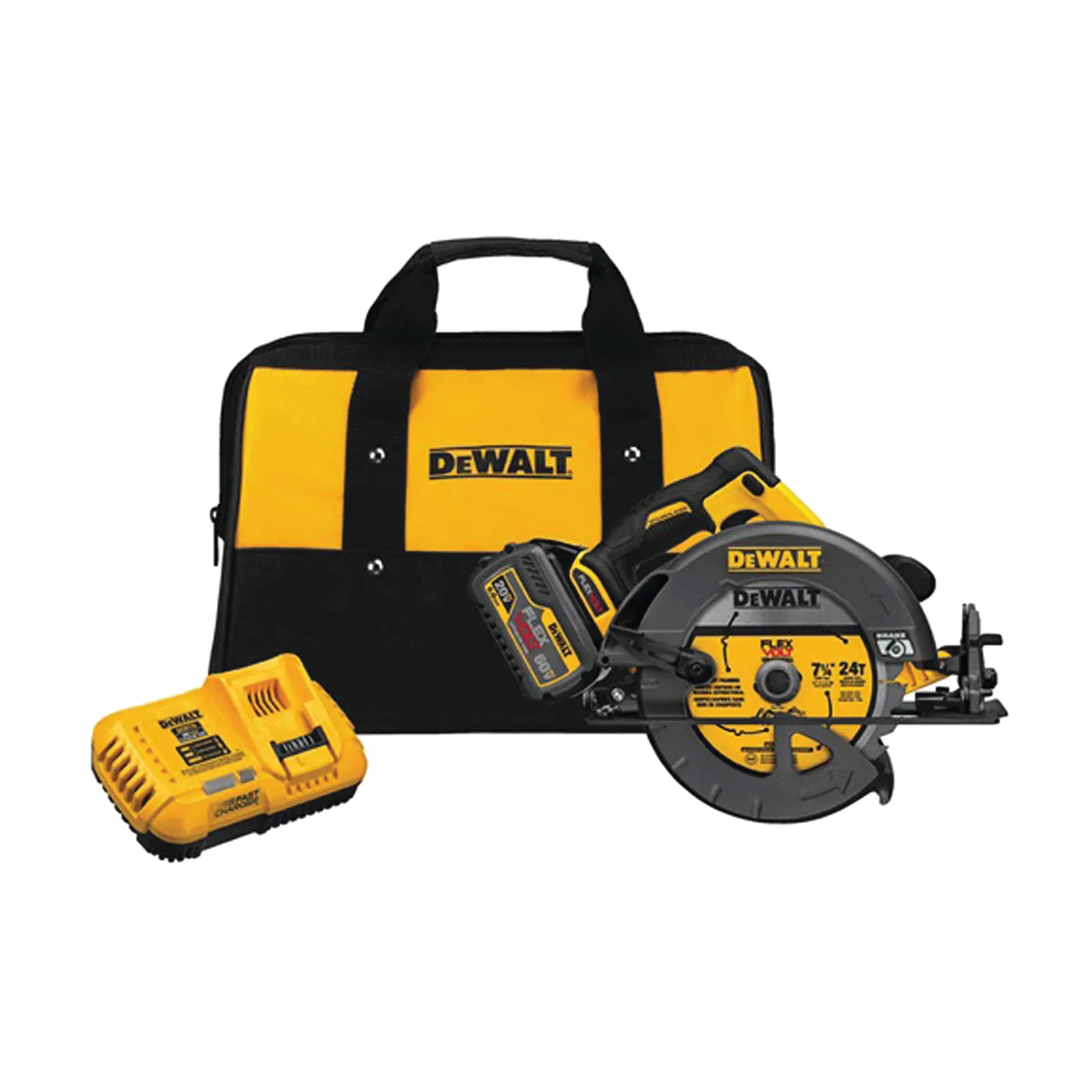 DeWALT DCS575T1 Circular Saw, Battery Included, 60 V, 6 Ah, 7-1/4 in Dia Blade, 57 deg Bevel