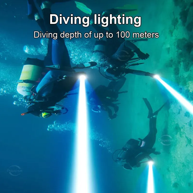 Diving 100M Underwater Lantern Led Rechargeable Portable Zoom Professional Underwater Lantern IP68 Waterproof Diving Flashlight