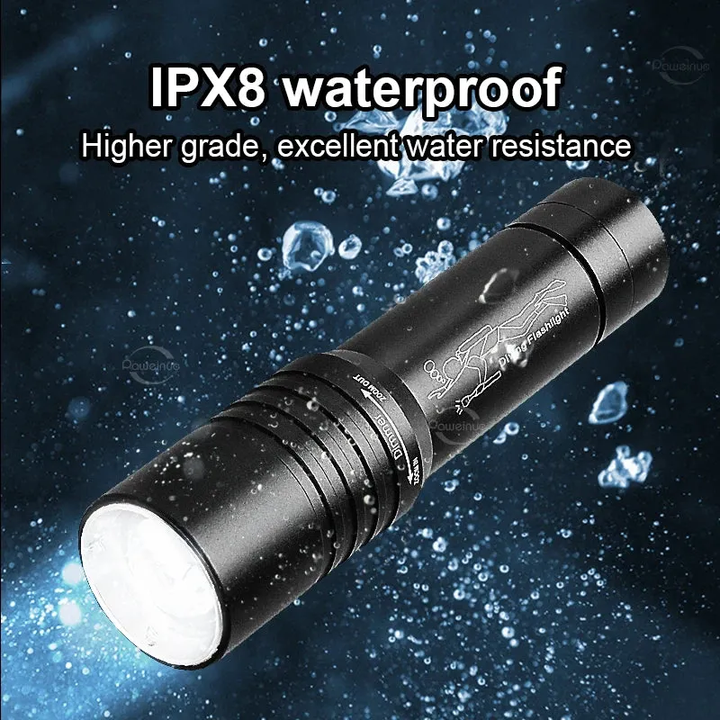 Diving 100M Underwater Lantern Led Rechargeable Portable Zoom Professional Underwater Lantern IP68 Waterproof Diving Flashlight