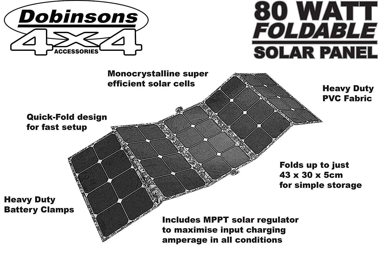 Dobinsons 4x4 130 Watt Folding Solar Panel Kit with MPPT Charging Module