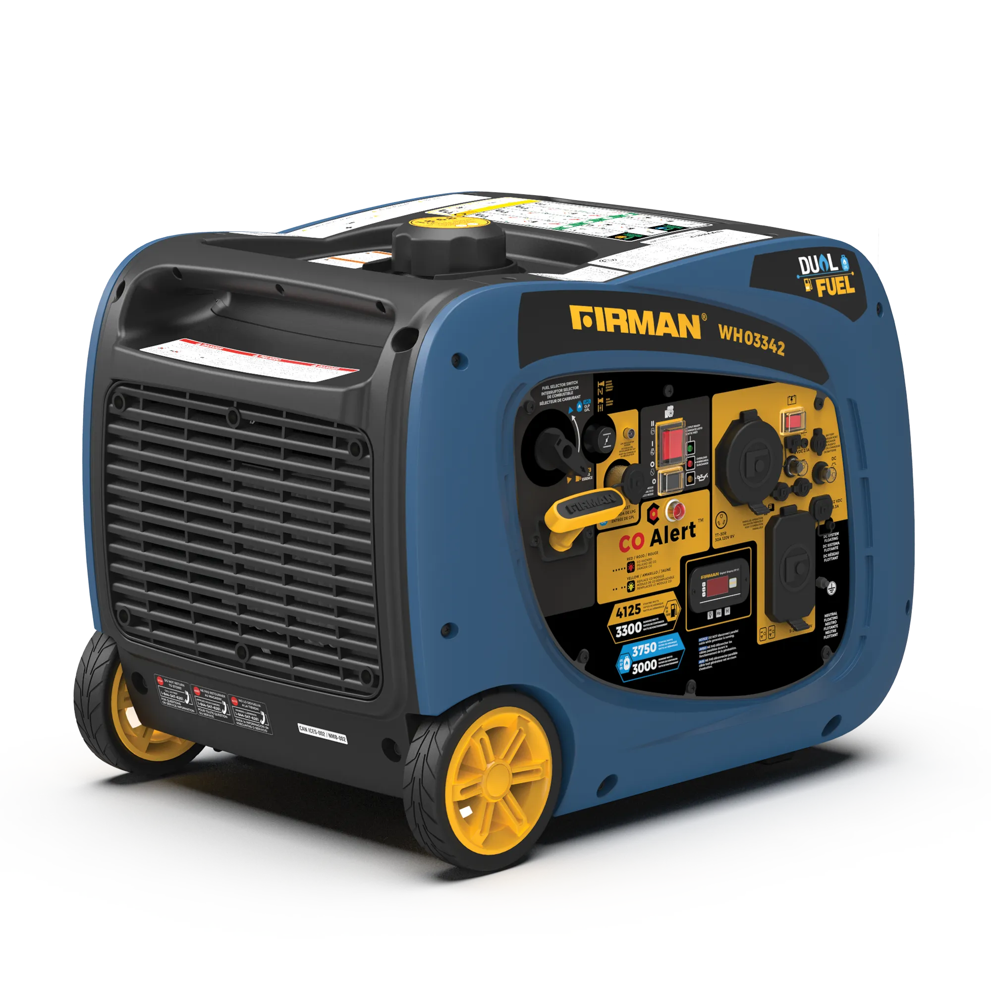 Dual Fuel Inverter Portable Generator 4125W Electric Start with CO ALERT