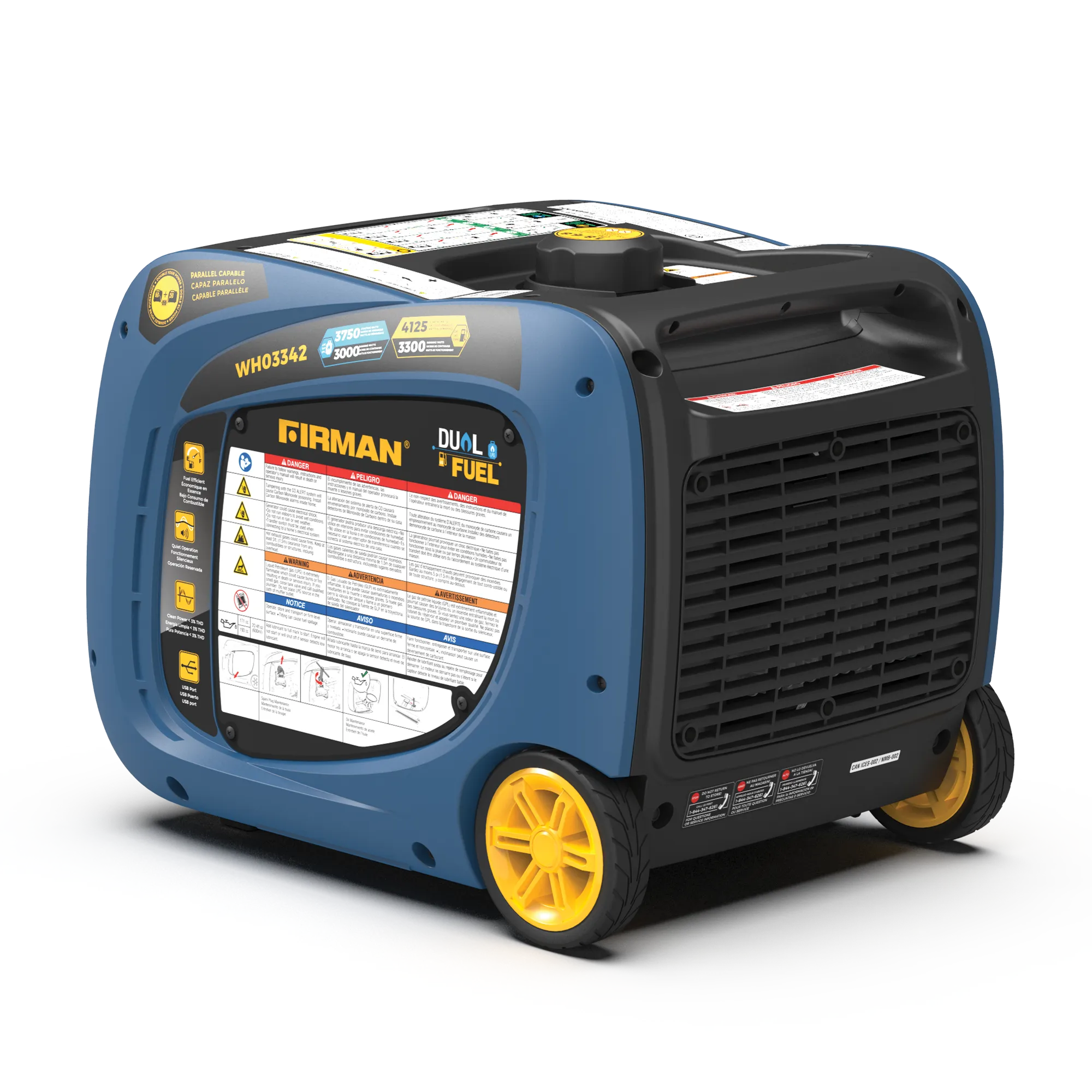 Dual Fuel Inverter Portable Generator 4125W Electric Start with CO ALERT