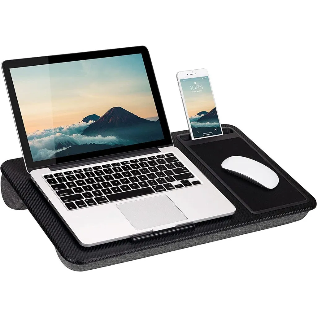 Durable Multifunctional Lap Desk with Cushion, Mouse Pad, Black - EKKIO