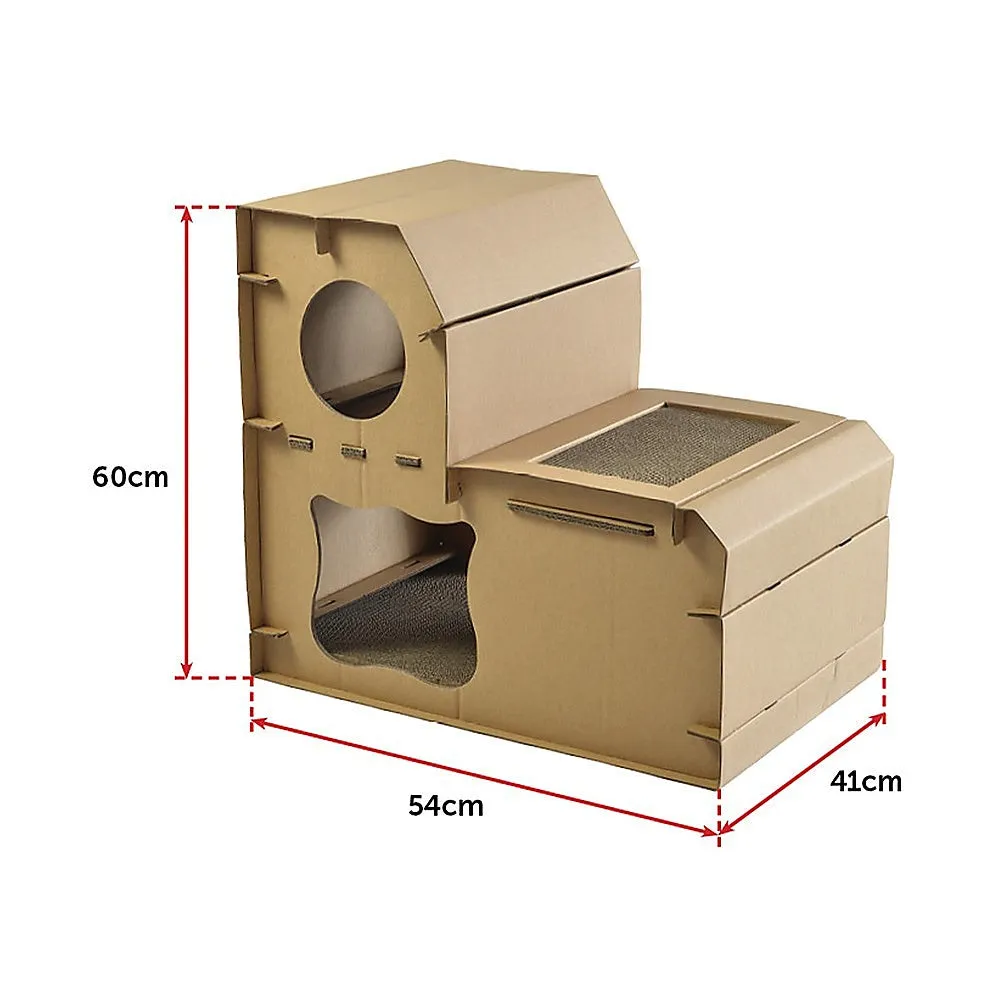 Eco-friendly Cat Cardboard House with Scratcher Pads