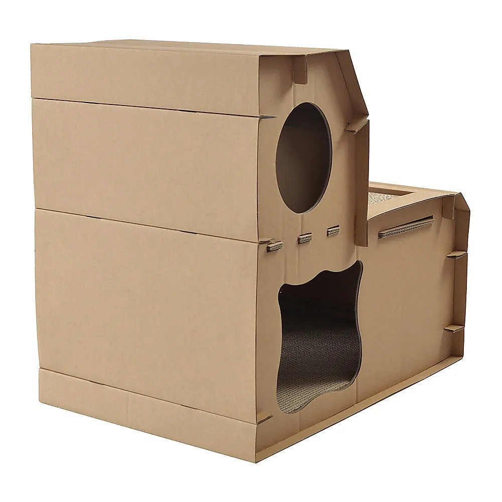 Eco-friendly Cat Cardboard House with Scratcher Pads