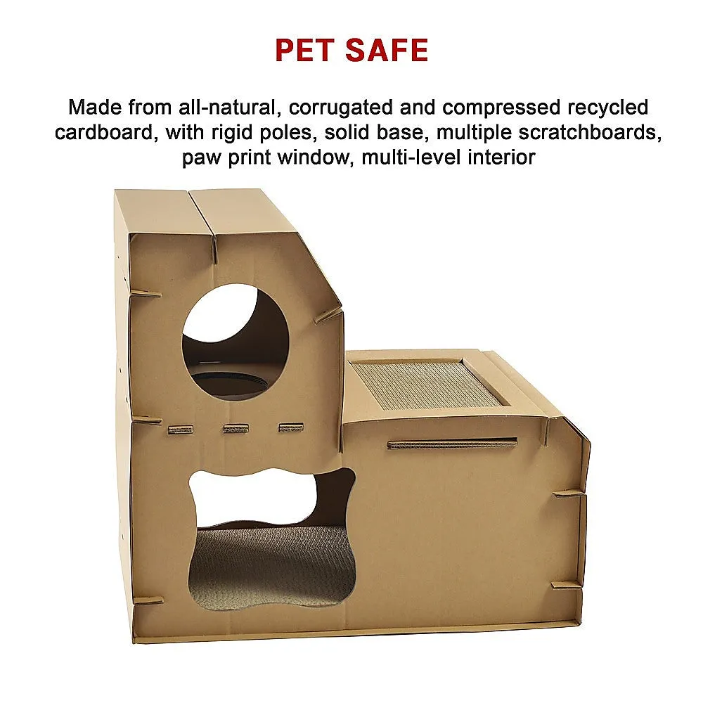 Eco-friendly Cat Cardboard House with Scratcher Pads