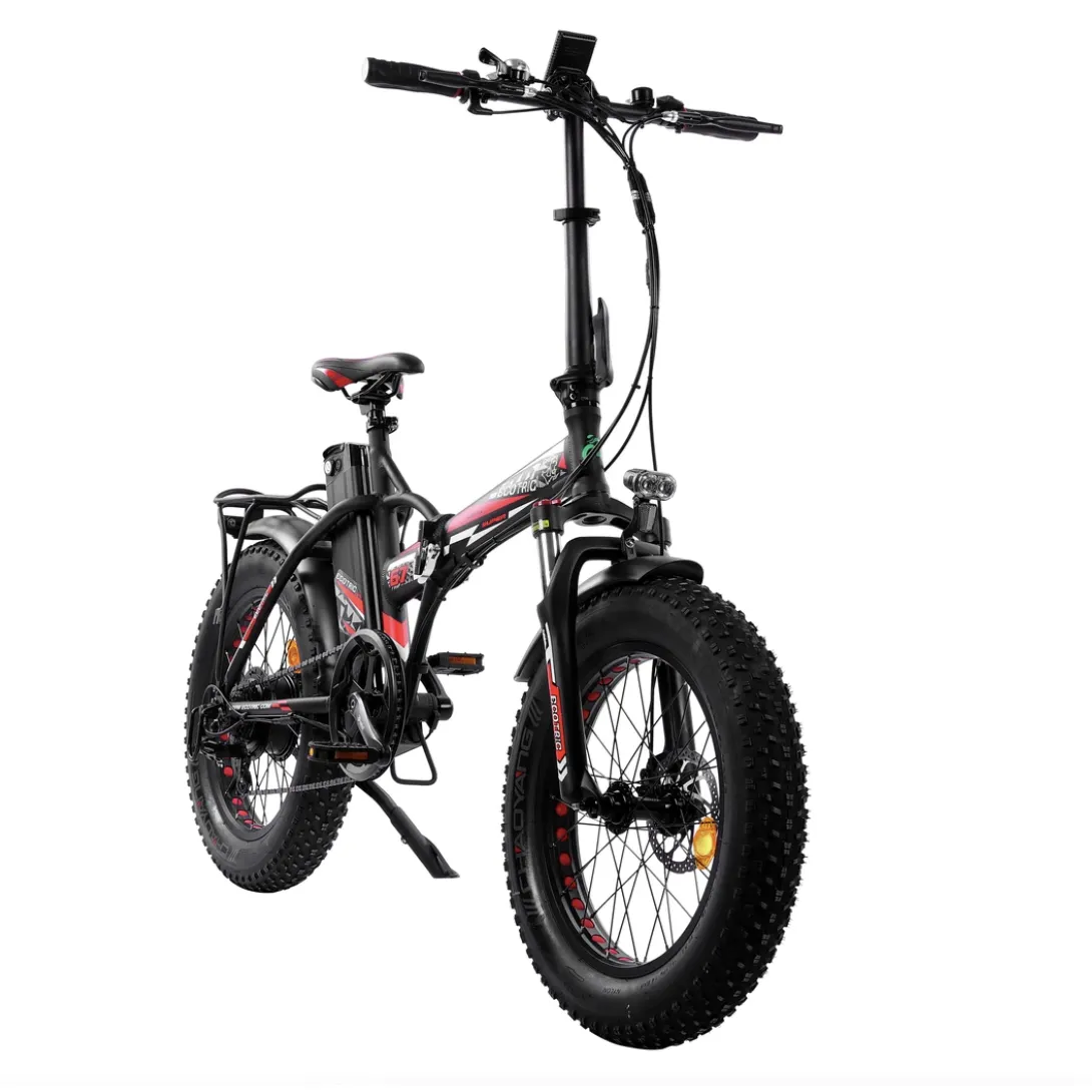 Ecotric 48V Fat Tire Portable and Folding Electric Bike with color LCD display