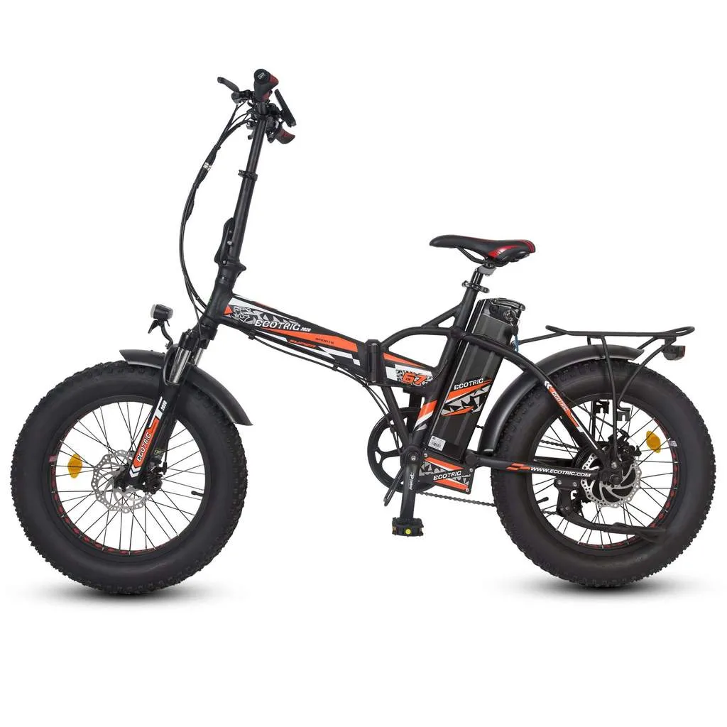 Ecotric 48V Fat Tire Portable and Folding Electric Bike with LCD Display