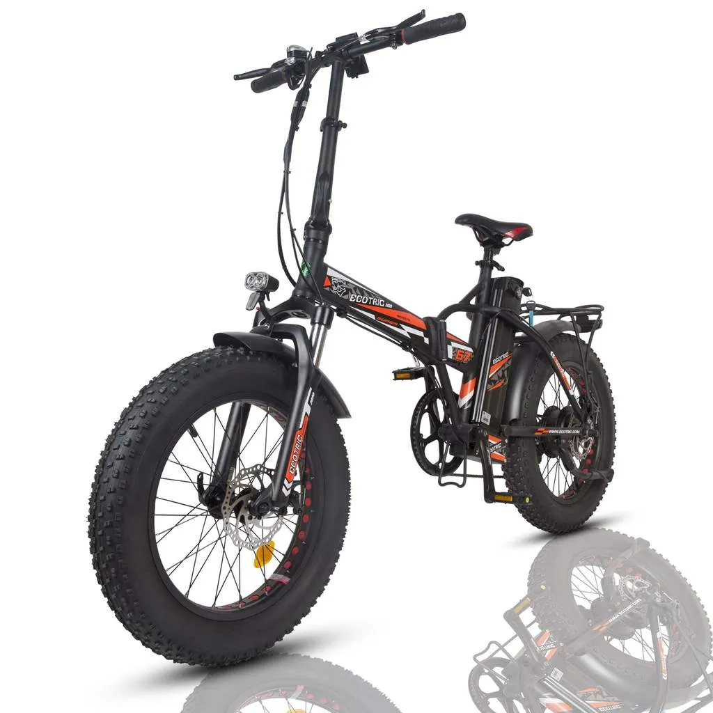 Ecotric 48V Fat Tire Portable and Folding Electric Bike with LCD Display