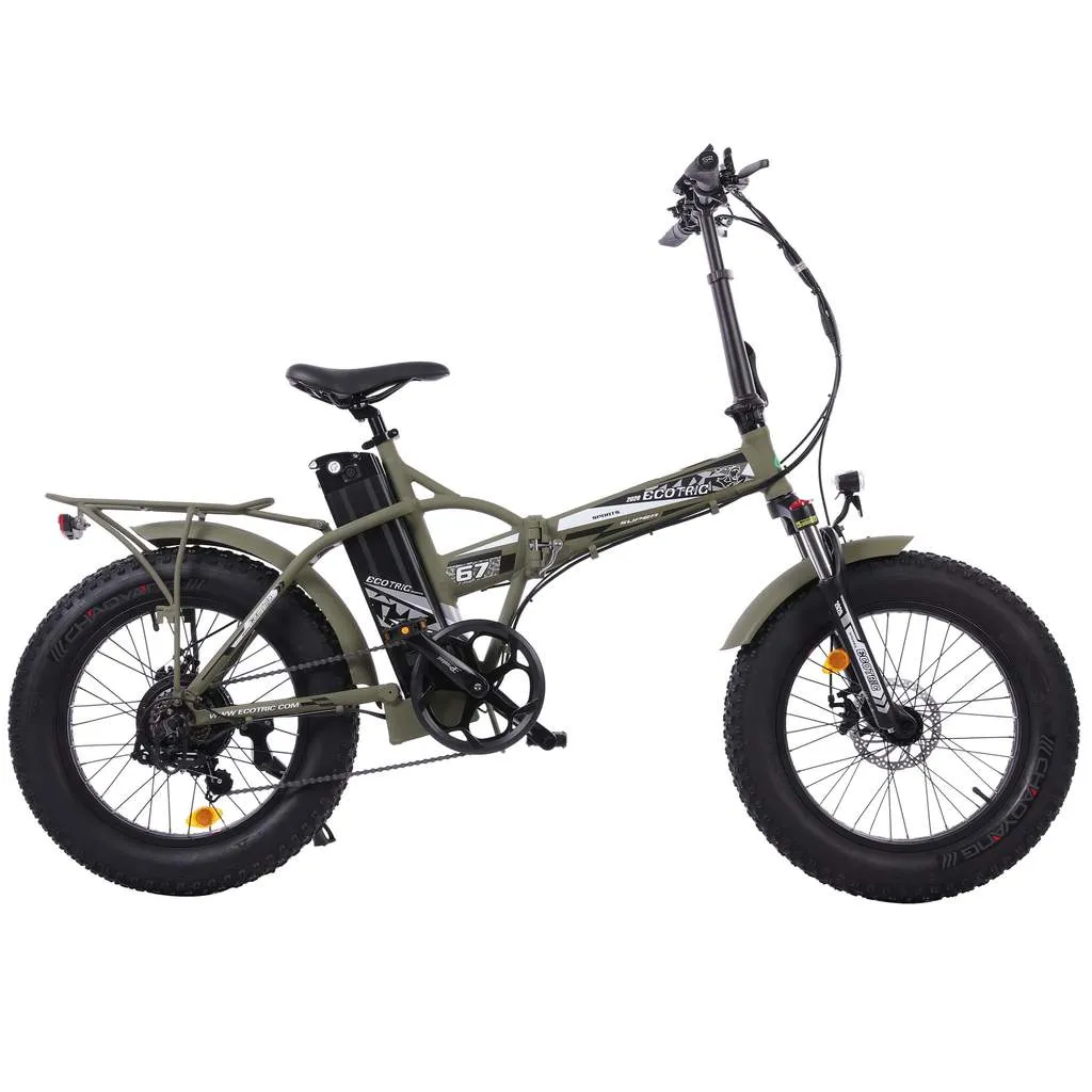 Ecotric 48V Fat Tire Portable and Folding Electric Bike with LCD Display