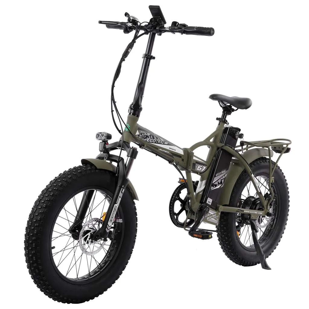 Ecotric 48V Fat Tire Portable and Folding Electric Bike with LCD Display