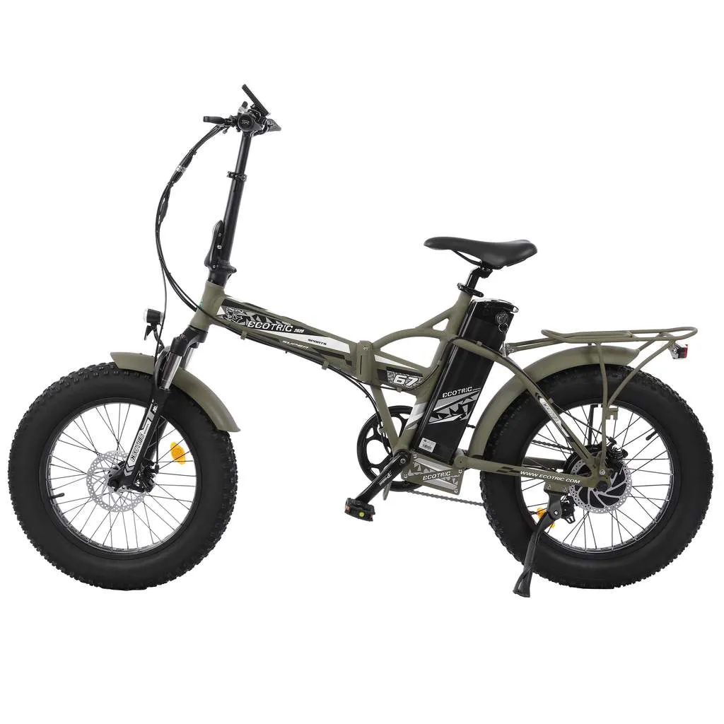 Ecotric 48V Fat Tire Portable and Folding Electric Bike with LCD Display