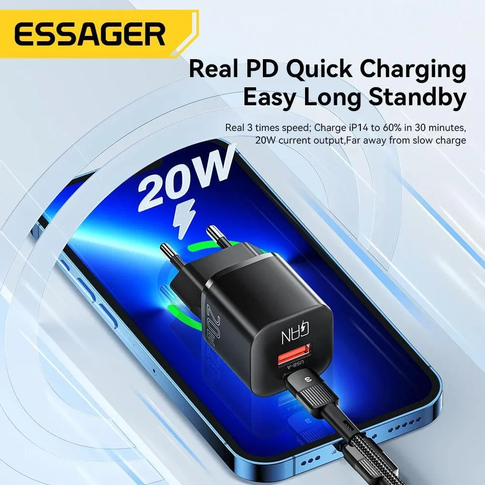 Essager GaN PD Charger: High-Speed Charging for iPhone & Xiaomi