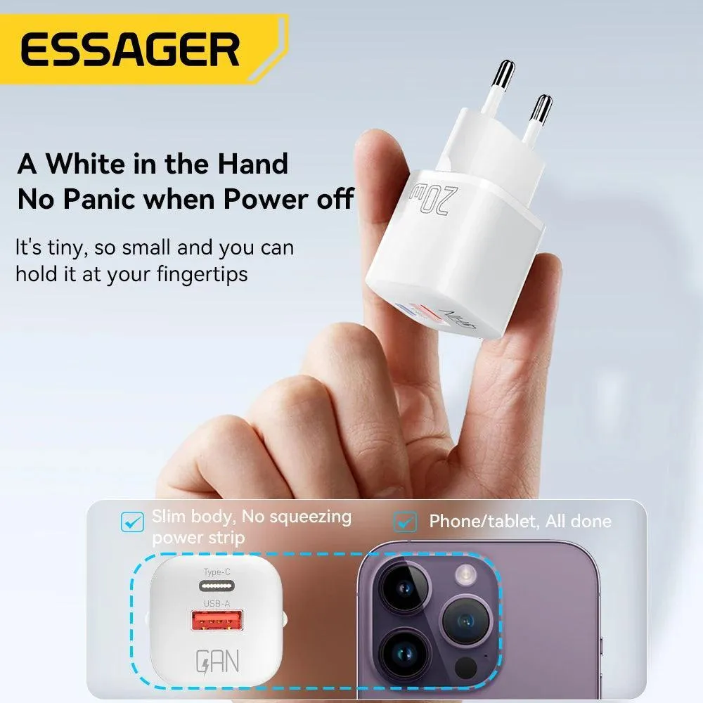 Essager GaN PD Charger: High-Speed Charging for iPhone & Xiaomi