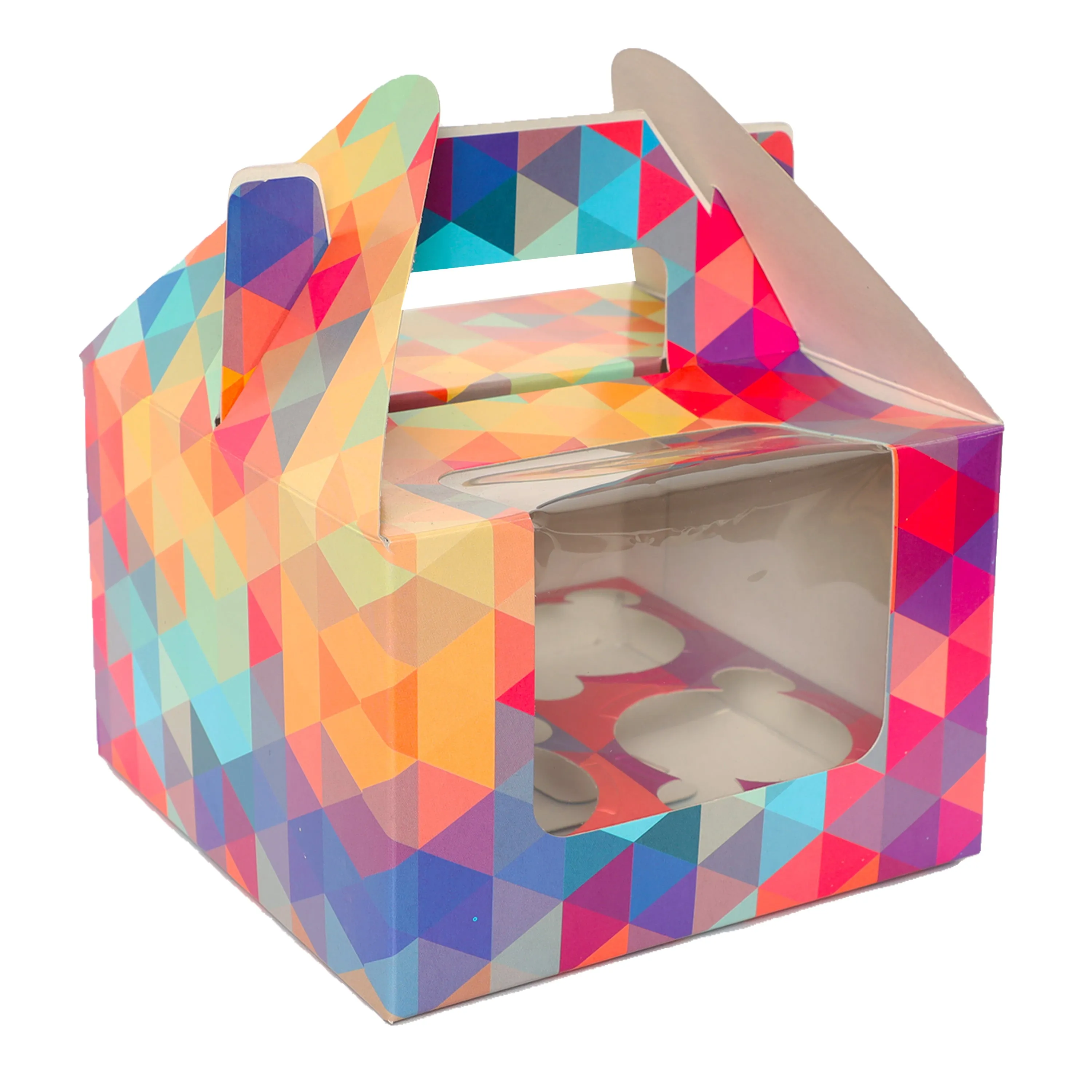 Esslly Cupcake Box | Polygon Design | Pack of 25