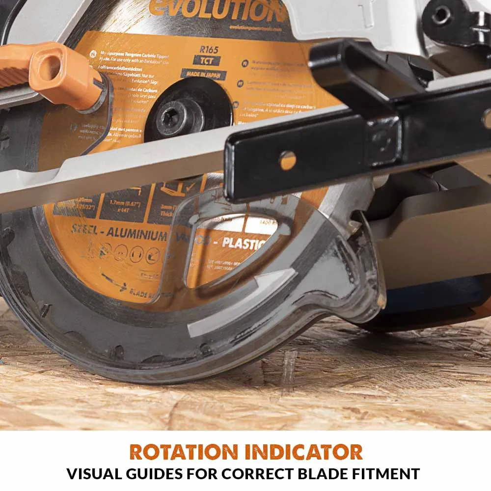 Evolution Cordless R165CCS-Li 6-1/2 in Circular Saw 20V Li-Ion EXT Inc Multi-Material Blade