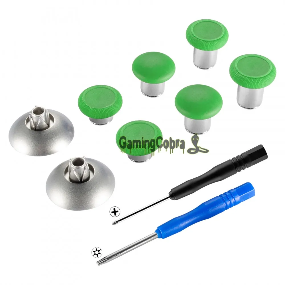 eXtremeRate Green Metal Magnetic Thumbsticks With Screwdrivers For Xbox One Elite PS4 Slim - XOJ2020