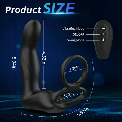 Finger-like Wiggle 9 Swing Vibrating Prostate Massager with Double Cock Ring