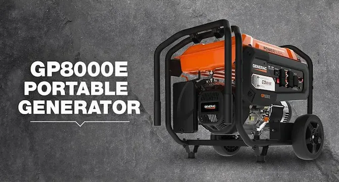 Generac 7686 GP8000E 8000W/10000W Electric Start PowerRush Gas Generator New