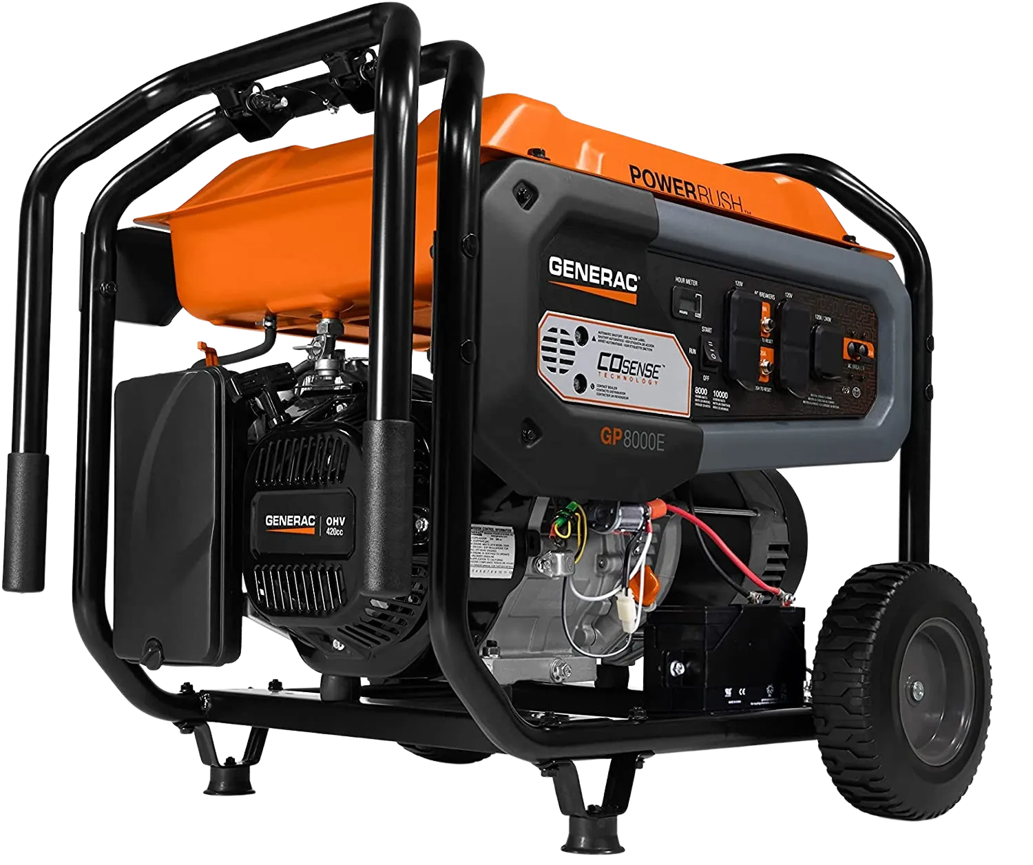 Generac 7686 GP8000E 8000W/10000W Electric Start PowerRush Gas Generator Open Box