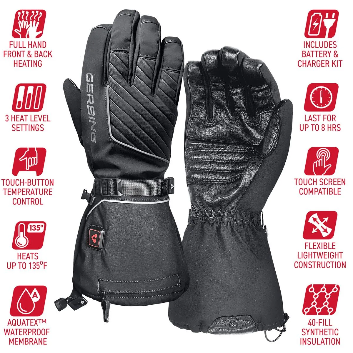 Gerbing Men's 7V Atlas Ultra-Flex Battery Heated Gloves