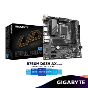 Gigabyte Ultra Durable B760M DS3H AX DDR5 WiFi6 Standard Micro-ATX (mATX) Intel Motherboard | Intel LGA1700 Socket