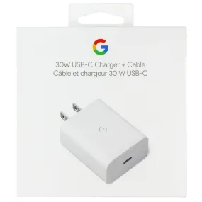 Google 30W Fast Charge USB-C Charger and Cable - White (G9BR1)