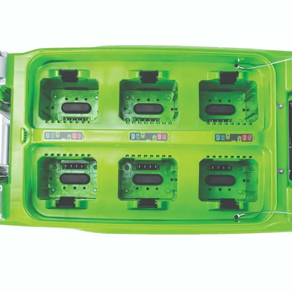 Greenworks 82V Six Port Charger with Six 4Ah Batteries