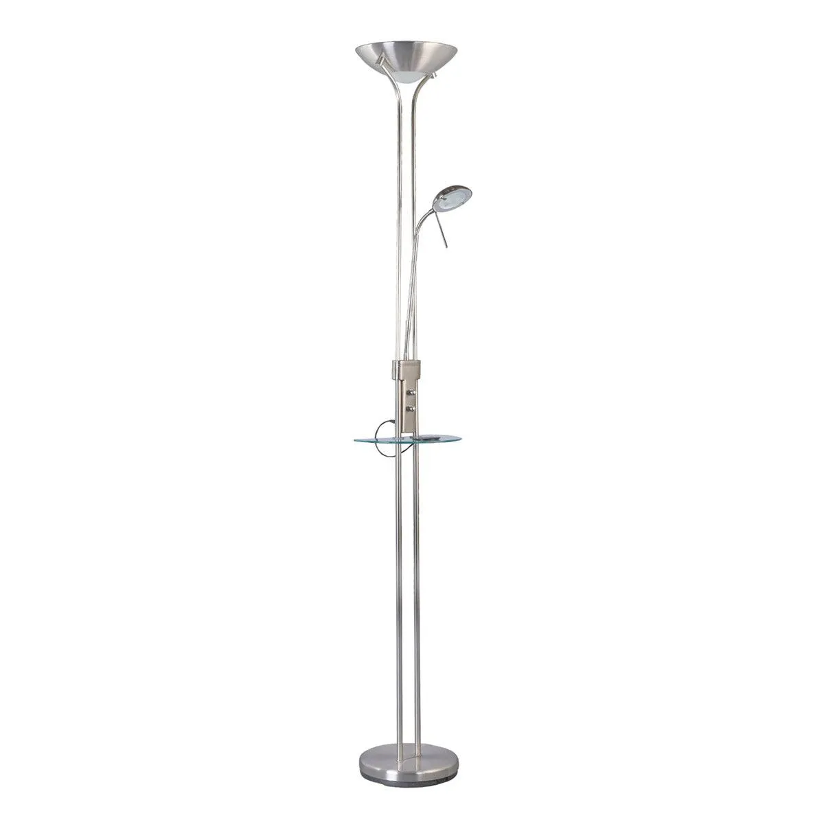 Hazel USB Mother and Child Metal LED Floor Lamp - Brass, Black or Chrome, 1800mm High, PL0206