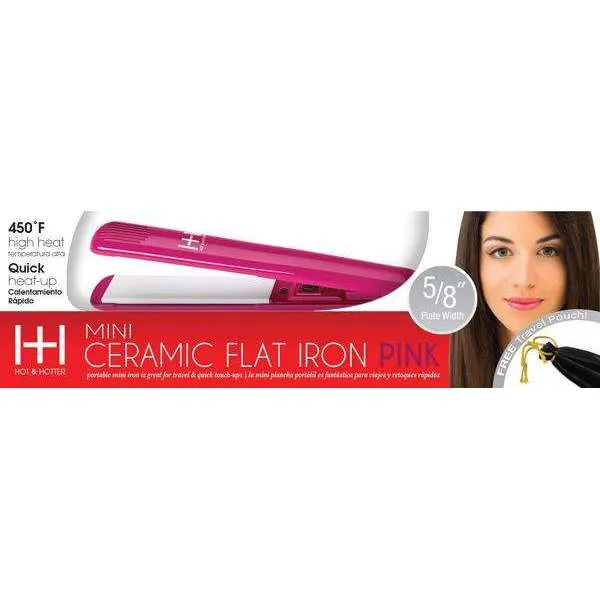 Hot & Hotter Pink Ceramic Flat Iron Mini 5/8 Inch