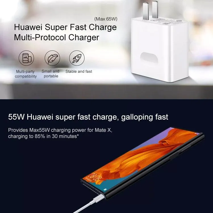 Huawei 65W USB-C Multi-Protocol Fast Charger with 1m 5A Type-C Data Cable, US Plug