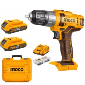 Ingco Cordless Drill Kit With 2X Battery Pack(2Ah)   Charger