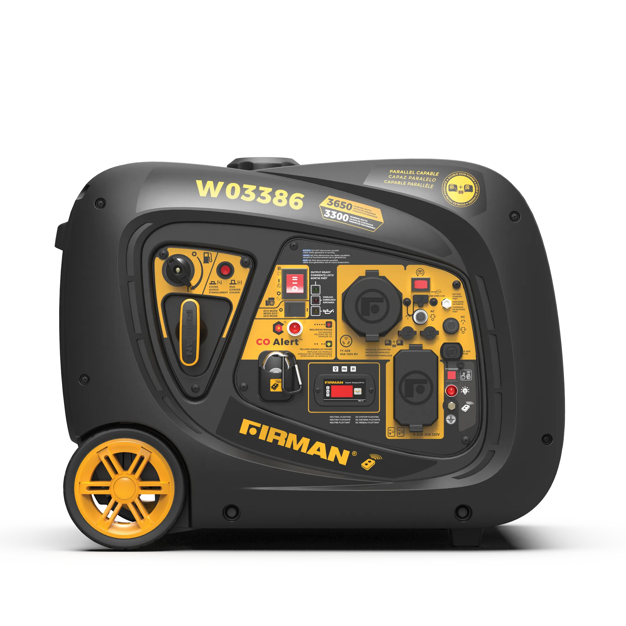 Inverter Portable Generator 3650W Remote Start with CO ALERT