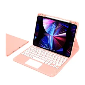 iPad 10.2" (2021/2020/2019) / iPad Air 10.5" (2019) Leather case with detachable Bluetooth keyboard   Apple Pencil holder (QWERTY) - Pink