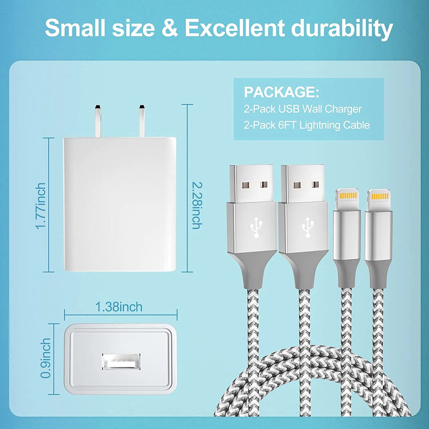 iPhone Charger Fast Charging, 2 Pack USB Wall Charger Travel Plug Adapter