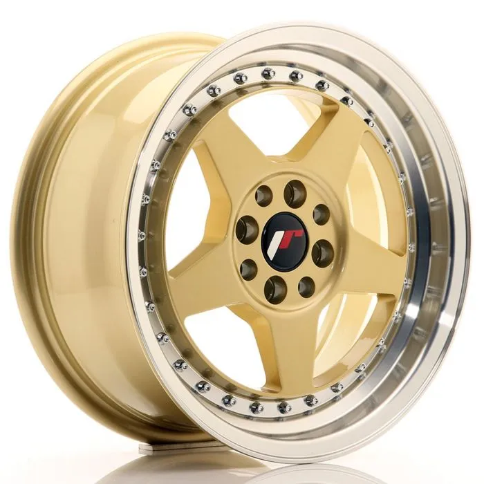 JAPAN RACING - JR WHEELS JR6 15X7 ET25 4X100/108 GOLD WITH MACHINED LIP